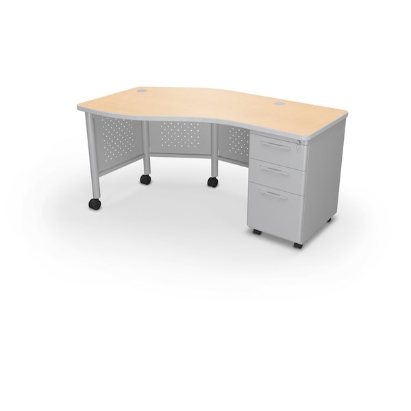 Mooreco Instructor Desk Right 29.8"H x 60"W x 36.3"D Fusion Maple 91785-7909-PL - main